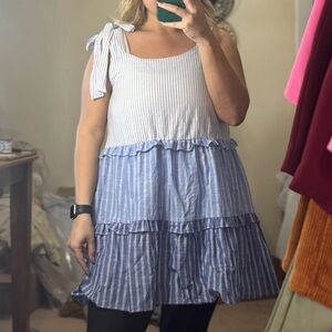 Blu Pepper Blue and White Striped Dress